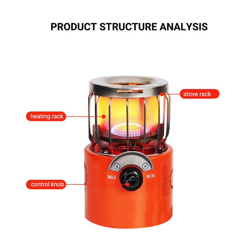 2 in 1 Portable Heater and Stove, Outdoor Camping Gas Stove Camp Tent Heater