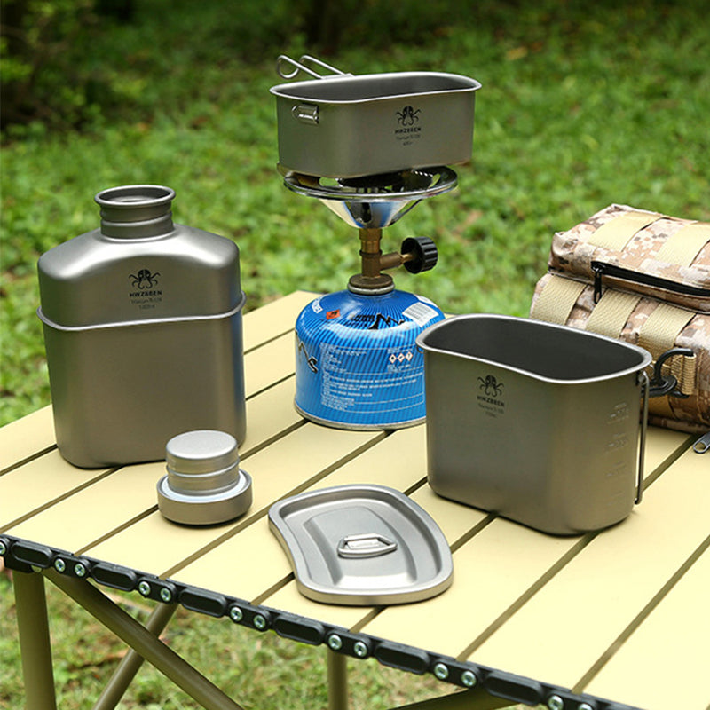 Pure Titanium Marching Kettle Meal Box Outdoor Three-piece Set