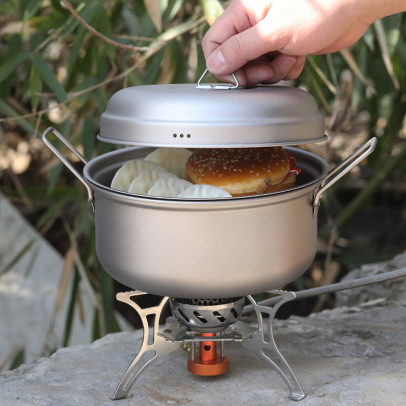 Outdoor Camping Pure Titanium 2L Steaming Pot